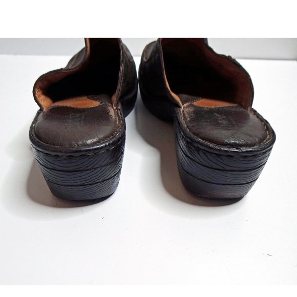 BORN Marley Brown Leather Heeled Mule / Clog with Studded Detail Size 11 - Picture 7 of 10